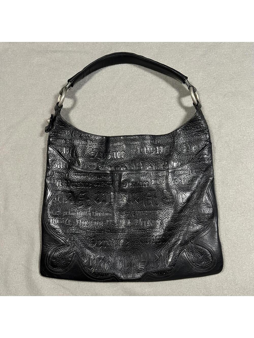 Versace Bag Vintage Black Embossed Leather Shoulder Bag